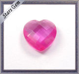 Rose Pink Checker Cut Heart Shape Glass Bead
