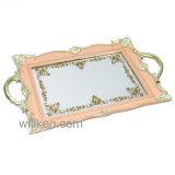 Resin Mirrored Tray with Handle Home Decoration