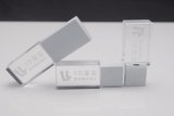 Promotional Gift Custom 3D Logo Glass Crystal USB Flash Drive Stick Strong LED Light with White Cap Wedding Birthday