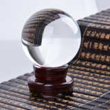 Large Crystal Sphere Ball with Wooden Base Fengshui Home Decoration