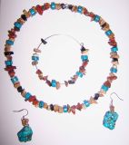 Fashion Natural Gemstone Crystal Amethyst Picture Jasper Necklace Jewelry Sets