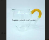 Pyrex Clear Glass Tea Cup with Yellow Glass Holder