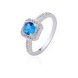 Women Fashion 925 Silver Ring with Blue Crystal Stone
