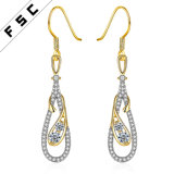 Fashion Jewelry Gold Plated Women Dangle Earrings in Zircon