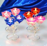 Muti Color Rose Crystal Glass Candle Holder for Decoration