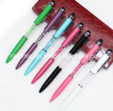 Plastic Pen with Stylus and Crystal
