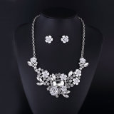 Clear Crystal Rose and Rabbit Sharp Necklace Set for Women