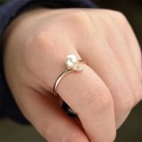 Tiny Rhinestones Accent Bypass Ring for Women Christmas Gifts