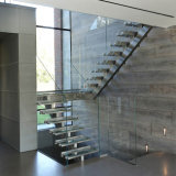 Stainless Steel Framless Tempered Glass Railing Straight Staircase