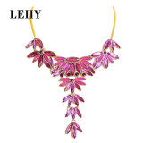 Exquisite Rose Red Rhinestone Crystal Flower Shape Maxi Statement Necklaces