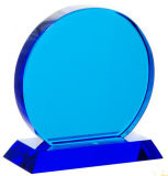 Blue Round with a Blue Base Crystal Medal