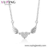 44486 Xuping Long Chain Rhodium Heart -Shaped CZ Jewelry Necklace with Words'for You