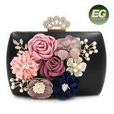 Wholesale Factory Women Handbag New Style PU Elegant Lady Evening Bag with Flowers Eb877