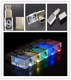 Electronics New Custom Glass USB Drive White Light USB 3D Logo 8GB Pendrive