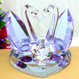 Purple Crystal Glass Swan for Wedding Gifts