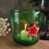 Pressed Star Glass Candle Holder