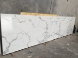 Large Size Calacatta Quartz Slab, Beige Color Artificial Quartz Stone, Crystal White Quartz Countertop