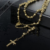 Wholesale Gold Plated Rosary Stainless Steel Made Cross Pendant Necklaces