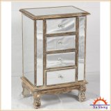 Classical Antique 4-Drawer Wooden Mirrored Chest for Storage