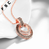 Factory Sale Engraved Rose Gold Rhinestone Alloy Necklace for Unisex