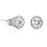 Bridal Jewelry Silver Color Rhodium Single Crystal Stud Earring