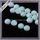Flat Back Round White Synthetic Opal