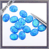 8X10mm Oval Flat Back Cabochon Blue Synthetic Opal
