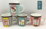 Flower with Lines Ceramic Mugs