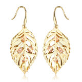 Wholesale Price Leaf Shaped Crystal Dangle Gold Earring