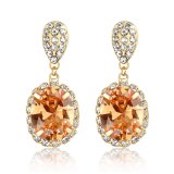 Ladies Accessories Yellow Gold Big Stone Dangle Earring
