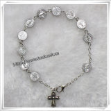 New Design Alloy Beads Rosary Bracelet with Cross Pendant (IO-CB132)