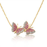 Girls Butterfly Pendant Imitation Jewelry Women Crystal Necklace