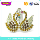 Pair Swans Silver Plating Pendants Charms with Colorful Stones