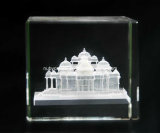 2 Inch 3D Internally Laser Engraving Akshardham Temple in Crystal for Hinduism (R3014)