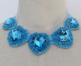 Lady Blue Heart Crystal Costume Jewelry Choker Fashion Necklace (JE0168)