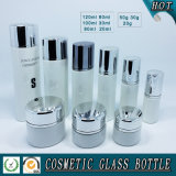 White Coloured Glass Cosmetics Bottle and Cosmetic Glass Cream Jar