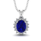 Fashion 925 Sterling Silver Pendants Jewelry with Blue Crystal