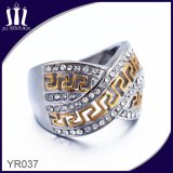 X Shape Gold Loopback Patern Ring with Zirconia Stone