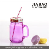 500ml Hot Sell Spray Color Glass Mason Jar with Plastic Straw