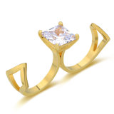 Latest Creative Jewelry 18K Gold CZ Two Finger Ring
