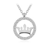 Classic Hollow Crown Metal Pendant with Crystal Stones