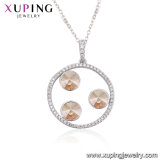 43743 Xuping Big Round Gold Designs Insert Three Diamond Necklace Crystals From Swarovski