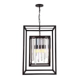 Crystal Rods Cube Cage 8 Light Pendant