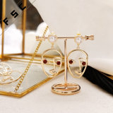 Latest Design CZ Diamond Pearl Magnetic Abstract Face Earrings for Girls