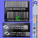 Personal Customized Weather Resistant Serialised Qr Barcode PU Crystal UL Stickers