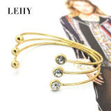 Elegant Crystal Gold Plated Ball Multilayer Cuff Bangles
