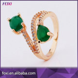 Rose Gold Plated Ring with Green Stones
