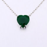 Simple Style Green Stone Heart Shape Necklace Jewellery for Girls