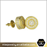 Simple 18K Gold Women Round Shaped Stud Earrings Mjce042