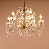 6-Lights Traditional Living Room Metal Crystal Ceiling Lamp Lighting Chandelier in Black, Dia560mm